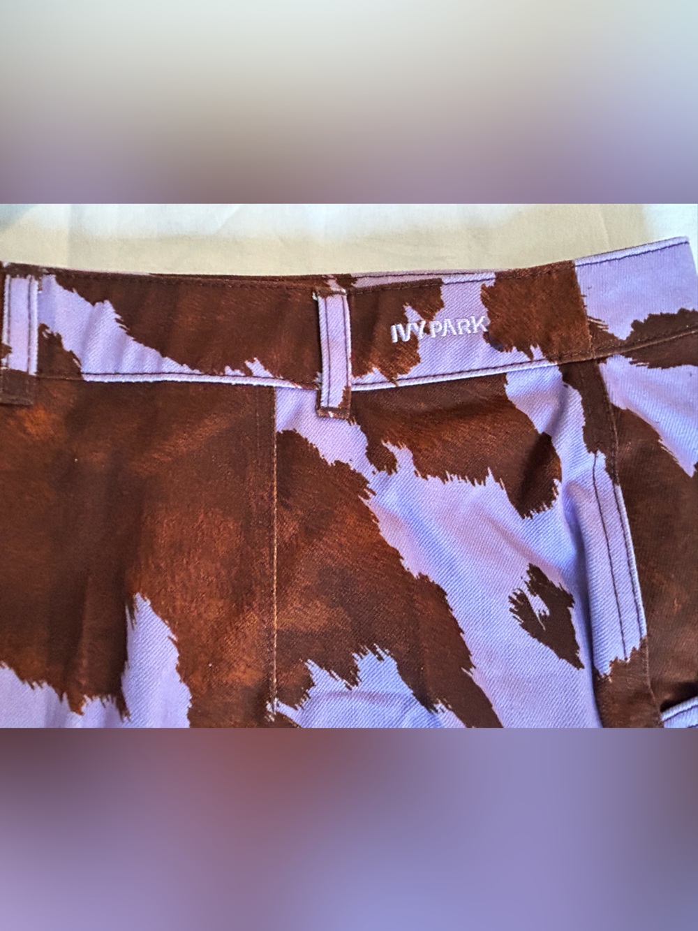 NWT Adidas x IVY PARK denim cow-print mini skirt - Picture 12 of 14